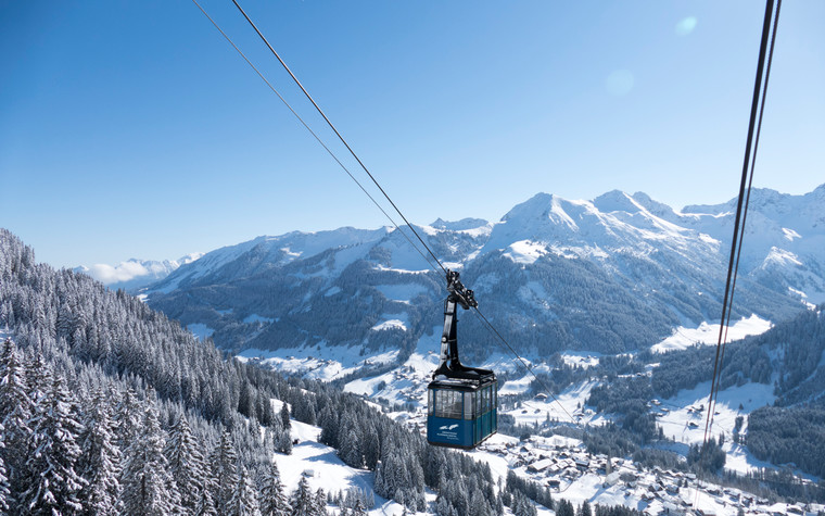 gondola of Walmendingerhornbahn at ski area Oberstdorf