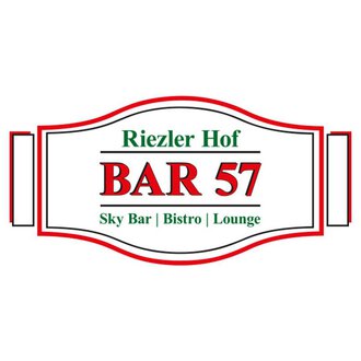 Ein Schild mit dem Namen "BAR 57" im Riezler Hof. Es wird als Sky Bar, Bistro und Lounge beschrieben. | © Bar57 Logo