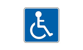 A symbol for accessibility featuring a stylized person in a wheelchair on a blue background. It indicates facilities that are suitable for people with disabilities. | © Parkplatz für mobilitätseingeschränkte Personen