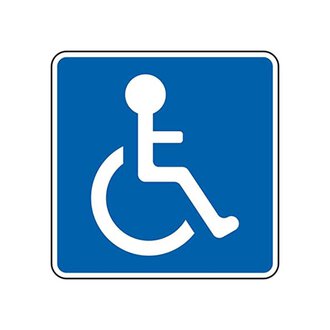 A symbol for accessibility. It shows a person in a wheelchair on a blue background. | © Parkplatz für mobilitätseingeschränkte Personen