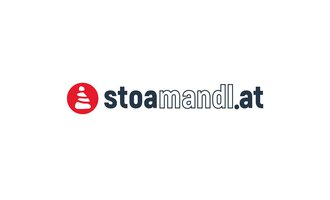 The image shows the logo of "stoamandl.at" with a red symbol and stylized text. It conveys a modern and inviting impression. | © stoamandl Logo