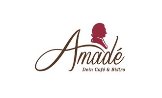 An elegant logo with the name "Amadé". It features the words "Your Café & Bistro" in a stylish font. | © Amadé Riezlern Logo