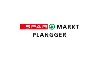 Ein Logo des SPAR Marktes in Plangger. Es zeigt den Schriftzug „SPAR MARKT PLAN GGER“ in roter und schwarzer Schrift. | © Sparmarkt Mario Plangger Logo