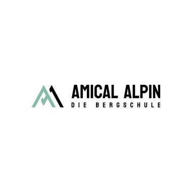 Logo der Amical Alpin Bergschule mit Bergsymbol und Firmenname in Schwarz. | © Amical Alpin